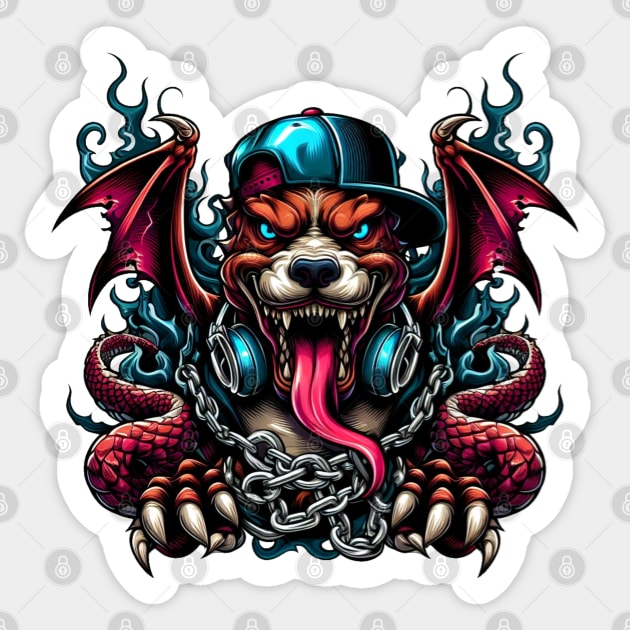 Urban Pitbull Dragon Sticker by Biothurgy